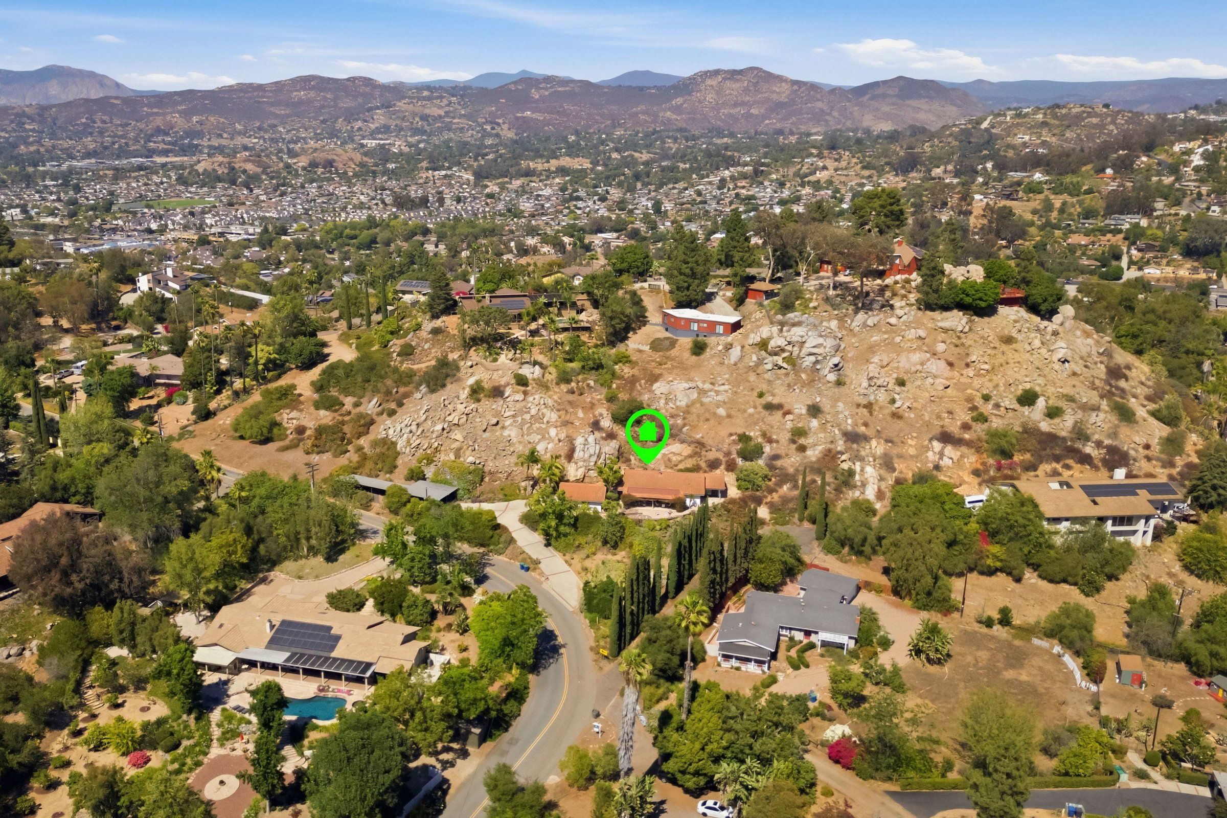 Aerial view of 1504 Merritt Drive, El Cajon, CA